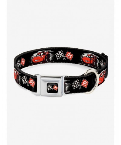 Disney Pixar Cars 3 Lightning Mcqueen Caricature Race Flag Seatbelt Buckle Dog Collar $9.96 Pet Collars