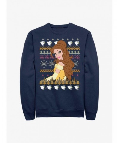 Disney Princess Belle Teacups Ugly Holiday Crew Sweatshirt $12.92 Sweatshirts