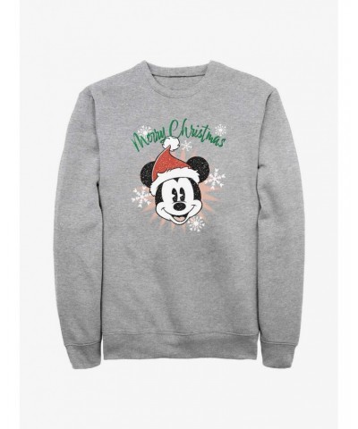 Disney Mickey Mouse Snowflakes Santa Mickey Sweatshirt $15.50 Sweatshirts