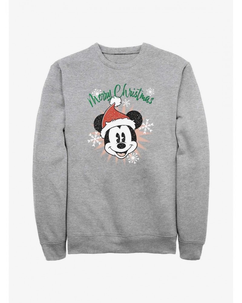 Disney Mickey Mouse Snowflakes Santa Mickey Sweatshirt $15.50 Sweatshirts