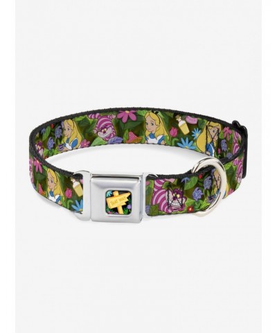 Disney Alice In Wonderland Cheshire Cat Flowers Seatbelt Buckle Dog Collar $9.71 Pet Collars