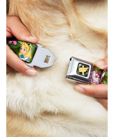 Disney Alice In Wonderland Cheshire Cat Flowers Seatbelt Buckle Dog Collar $9.71 Pet Collars