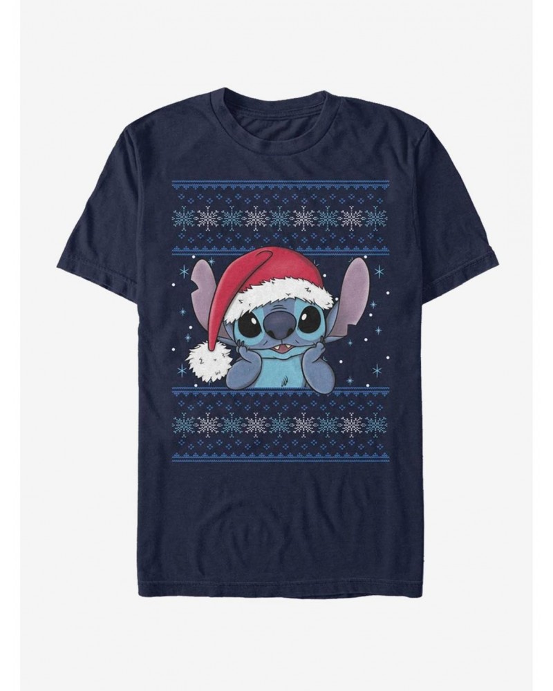 Disney Lilo & Stitch Holiday Stitch Wearing Santa Hat T-Shirt $7.89 T-Shirts