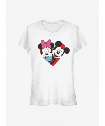 Disney Mickey Mouse Mickey Minnie Heart Girls T-Shirt $9.71 T-Shirts