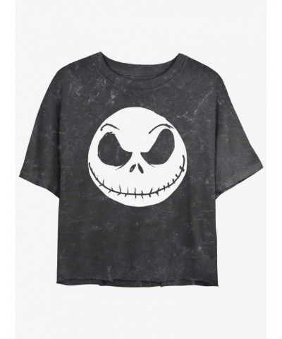 Disney The Nightmare Before Christmas Big Face Jack Mineral Wash Girls Crop T-Shirt $12.14 T-Shirts