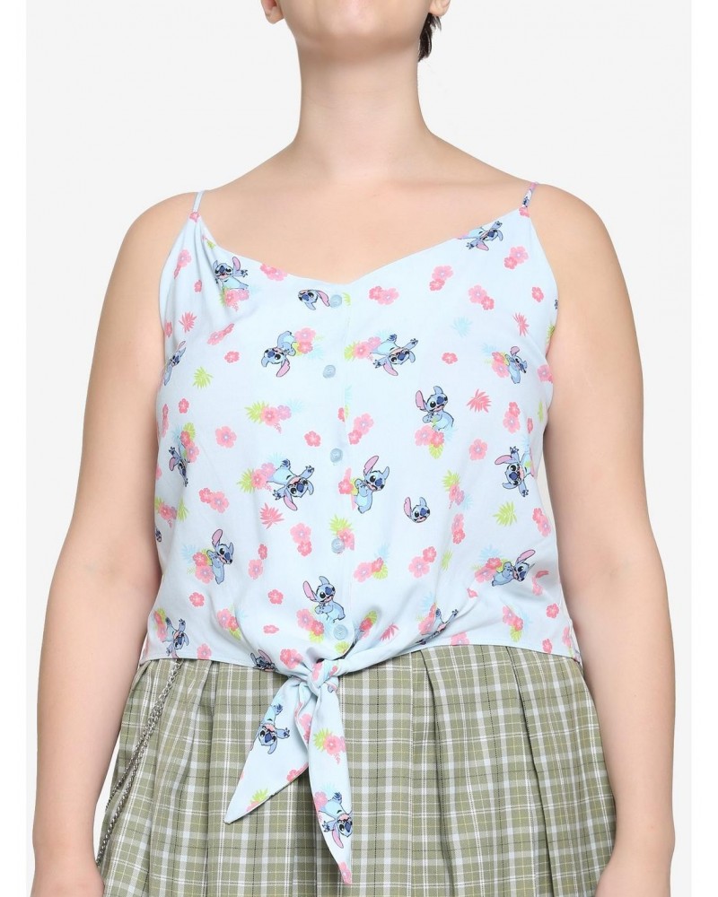 Disney Lilo & Stitch Floral Tie-Front Girls Tank Top Plus Size $8.97 Tops