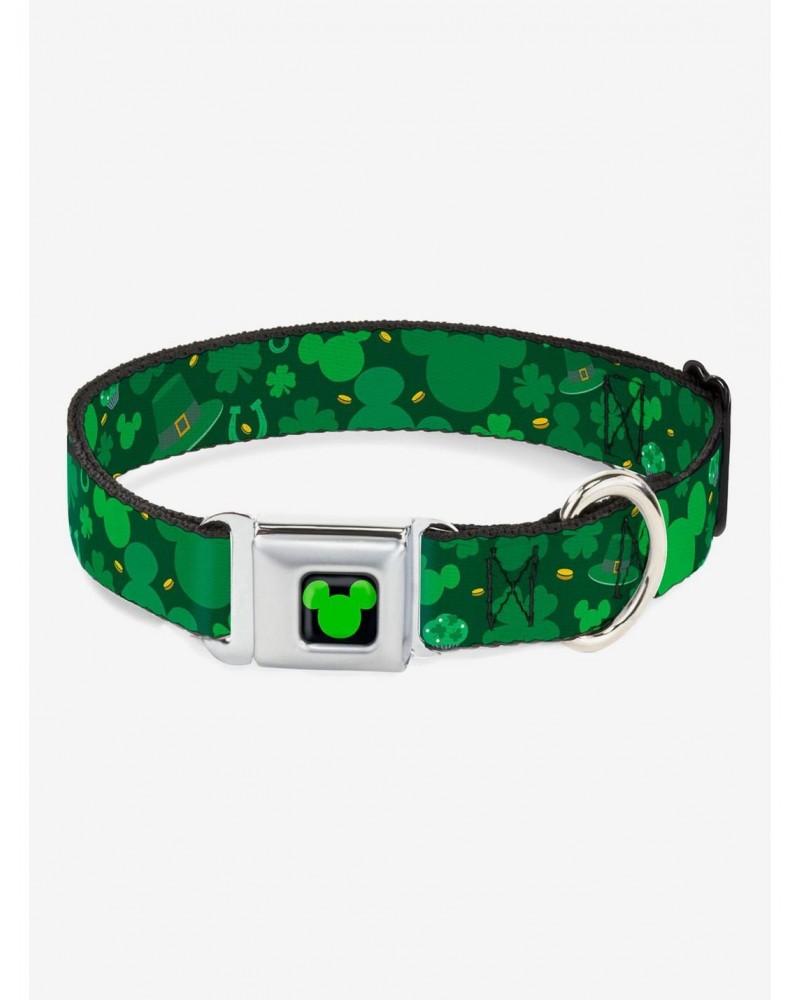 Disney Mickey Mouse St Patricks Day Collage Seatbelt Buckle Dog Collar $8.72 Pet Collars