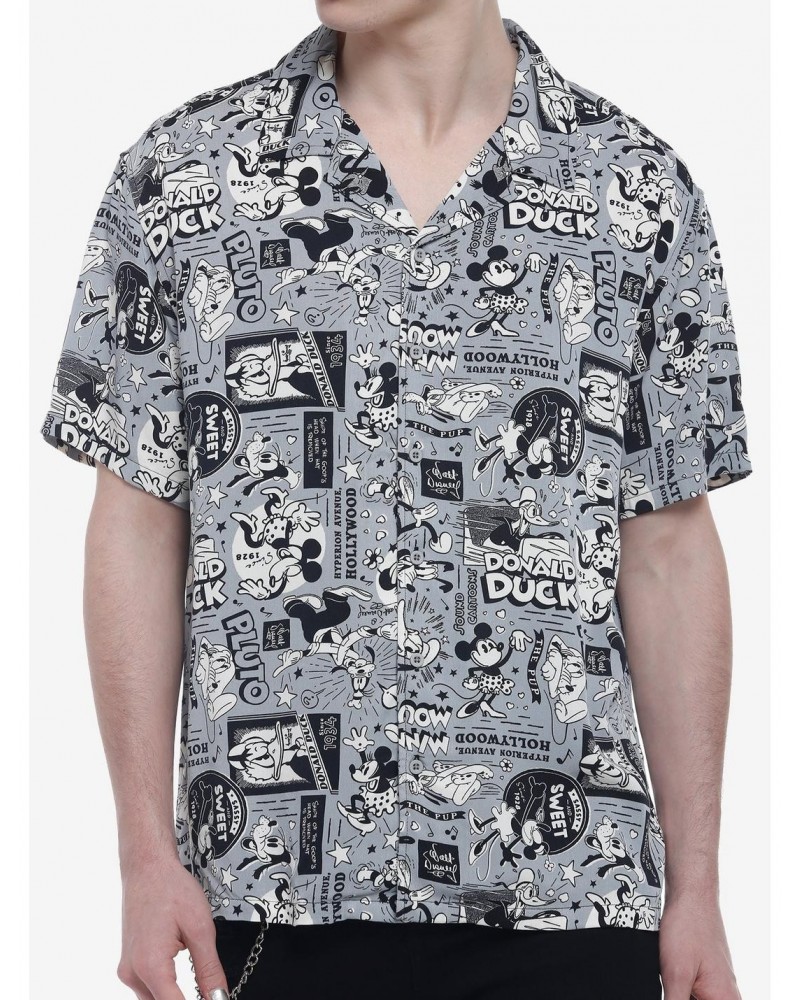 Our Universe Disney100 Mickey Mouse And Friends Vintage Woven Button-Up $17.96 Button-Up