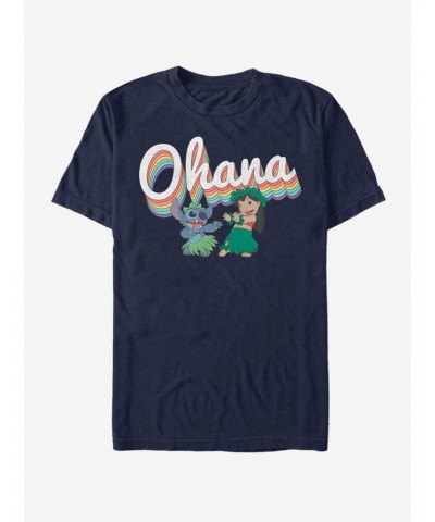 Disney Lilo & Stitch Rainbow Ohana T-Shirt $8.37 T-Shirts