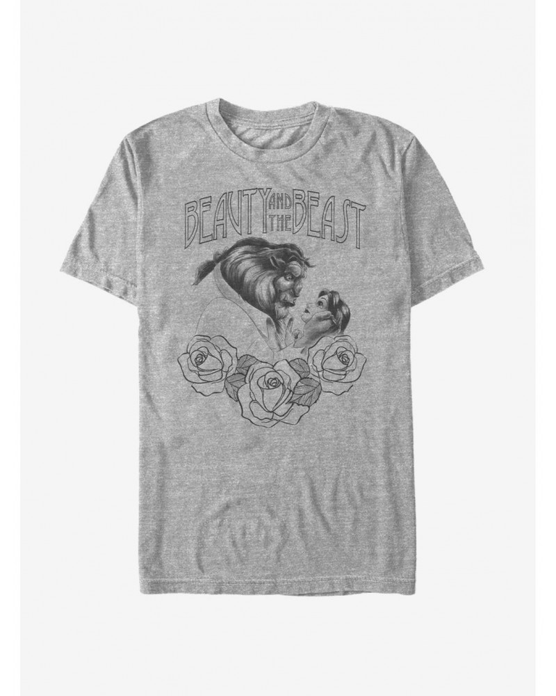 Disney Beauty And The Beast Sketched Grey-scale T-Shirt $8.84 T-Shirts