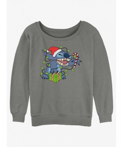 Disney Lilo & Stitch Christmas Lights Girls Slouchy Sweatshirt $13.65 Sweatshirts