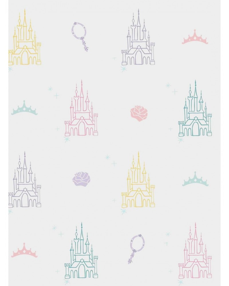 Disney Princesses White And Purple Castle Peel & Stick Wallpaper $16.16 Wallpapers