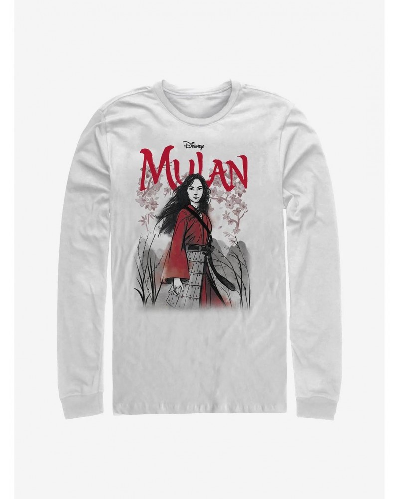 Disney Mulan Watercolor Live Action Title Long-Sleeve T-Shirt $14.48 T-Shirts