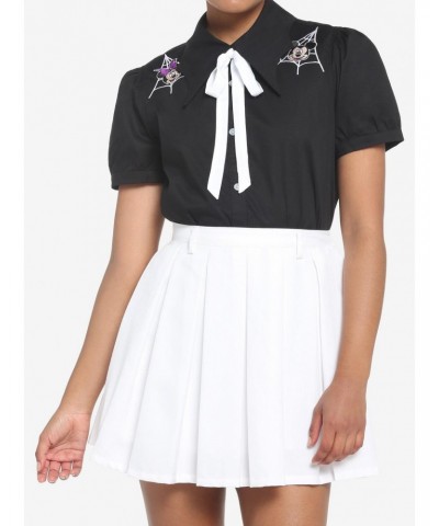 Her Universe Disney Halloween Bat Wing Collar Girls Woven Button-Up $9.45 Button-Up