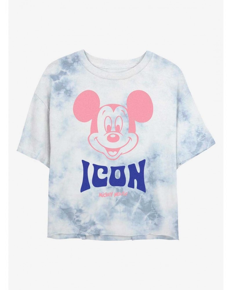 Disney Mickey Mouse Mickey Icon Tie-Dye Girls Crop T-Shirt $13.01 T-Shirts