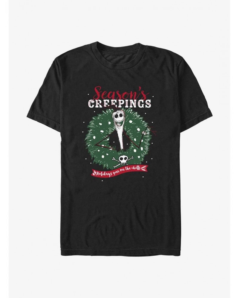 Disney The Nightmare Before Christmas Jack Season's Creepings Wreath T-Shirt $10.52 T-Shirts