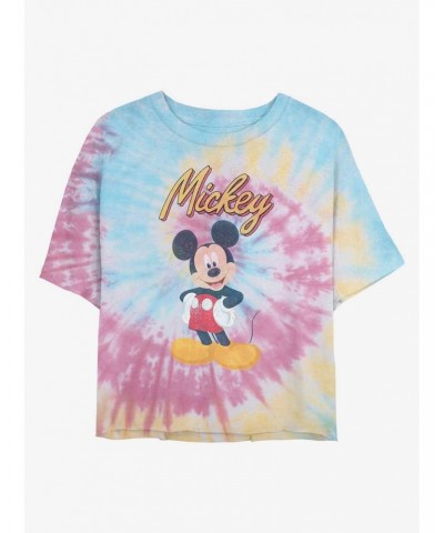 Disney Mickey Mouse Mickey Pose Tie Dye Crop Girls T-Shirt $8.07 T-Shirts