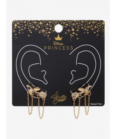 Disney Beauty And The Beast Rose Chain Stud Earrings $5.45 Earrings