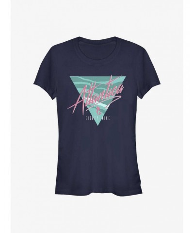 Disney The Little Mermaid Retro Atlantica 89 Logo Girls T-Shirt $8.72 T-Shirts