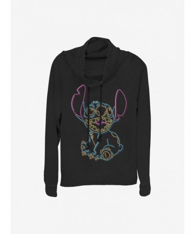 Disney Lilo & Stitch Neon Stitch Cowlneck Long-Sleeve Girls Top $22.00 Tops