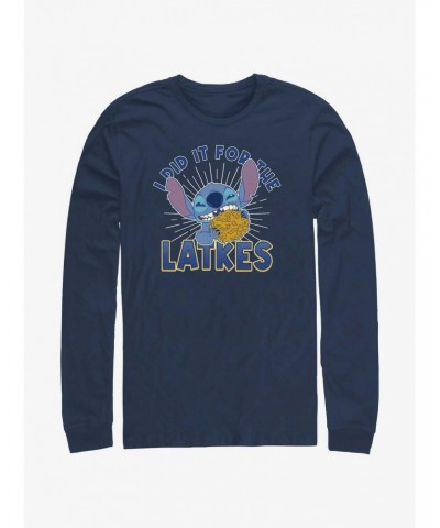 Disney Lilo & Stitch Did It For Hanukkah Latkes Long-Sleeve T-Shirt $10.53 T-Shirts