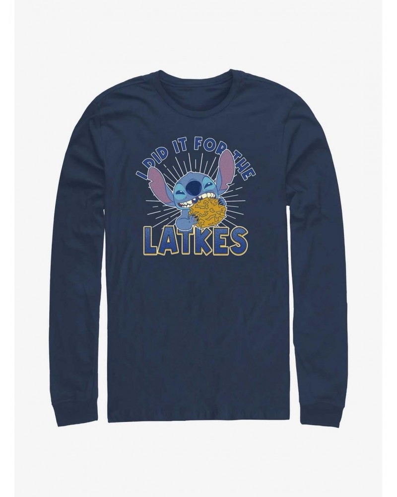 Disney Lilo & Stitch Did It For Hanukkah Latkes Long-Sleeve T-Shirt $10.53 T-Shirts