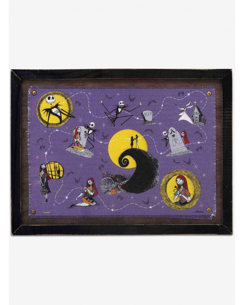 Disney The Nightmare Before Christmas Halloween Town Map Framed Canvas Wall Decor $14.72 Décor