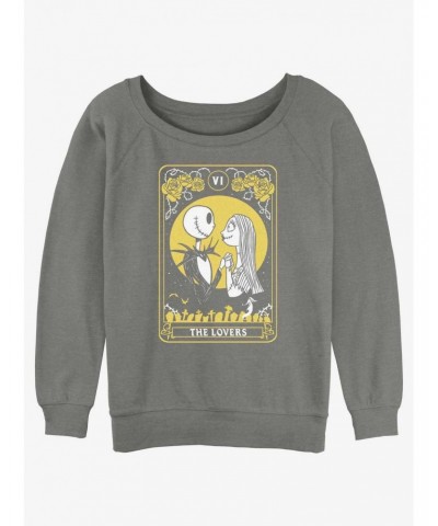 Disney The Nightmare Before Christmas Lovers Tarot Card Girls Slouchy Sweatshirt $14.02 Sweatshirts