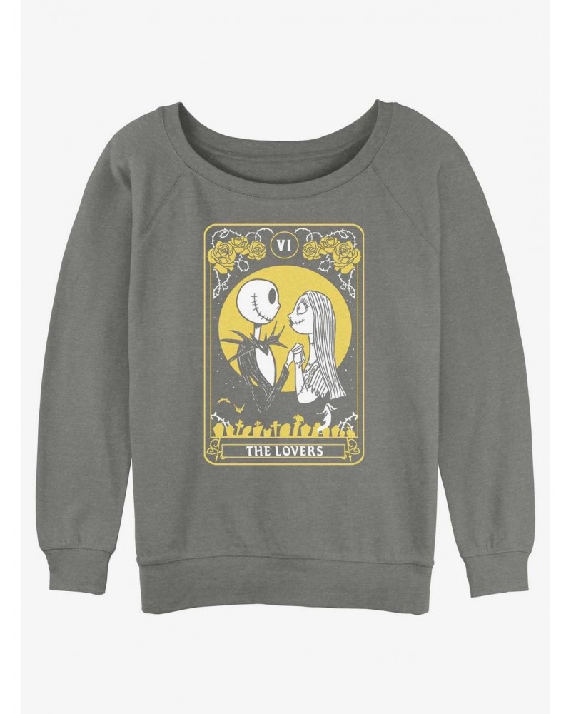 Disney The Nightmare Before Christmas Lovers Tarot Card Girls Slouchy Sweatshirt $14.02 Sweatshirts