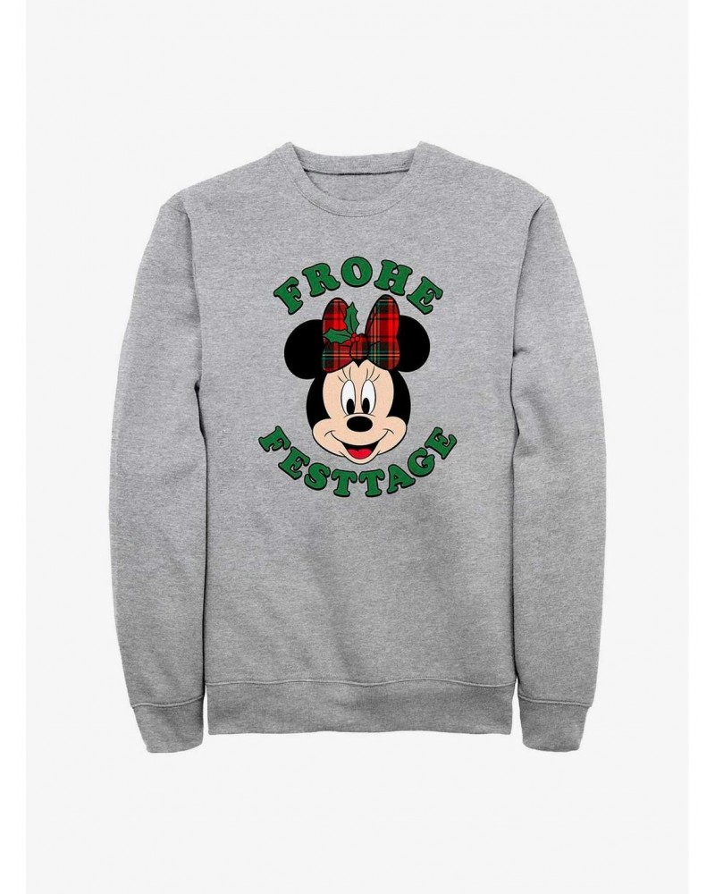 Disney Minnie Mouse Frohe Festtage Happy Holidays in German Sweatshirt $12.55 Sweatshirts