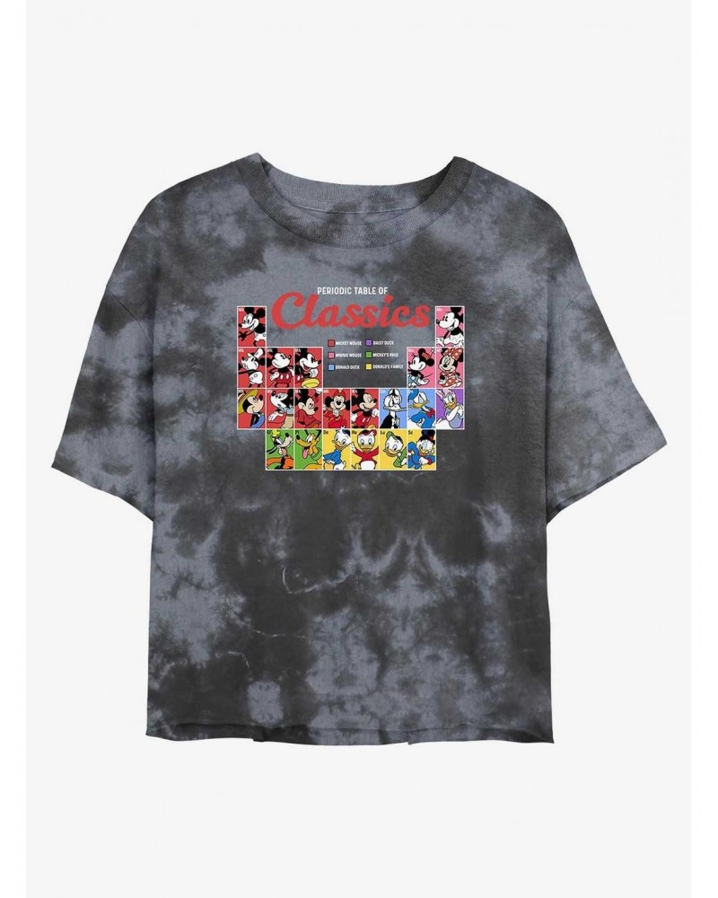 Disney Mickey Mouse Perodic Table of Classics Tie-Dye Girls Crop T-Shirt $14.16 T-Shirts