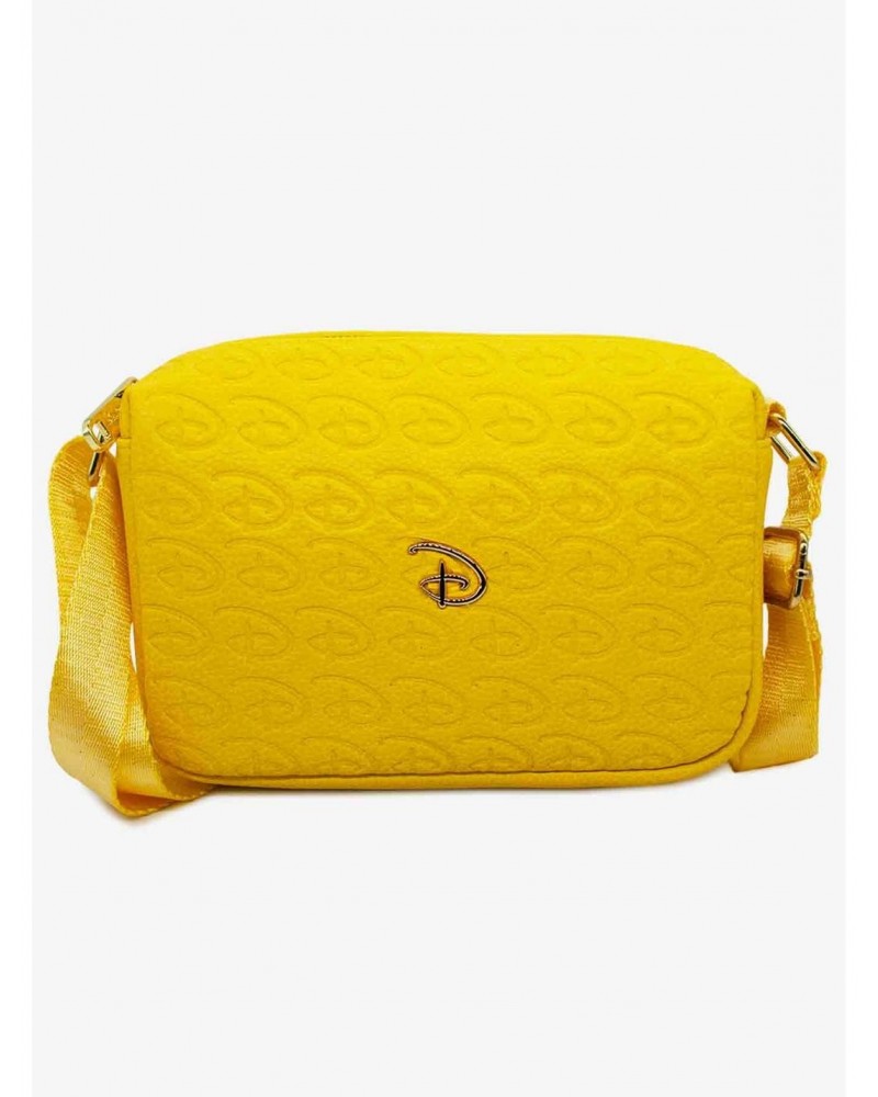 Disney Signature D Debossed Yellow Vegan Leather Crossbody Bag $8.36 Bags