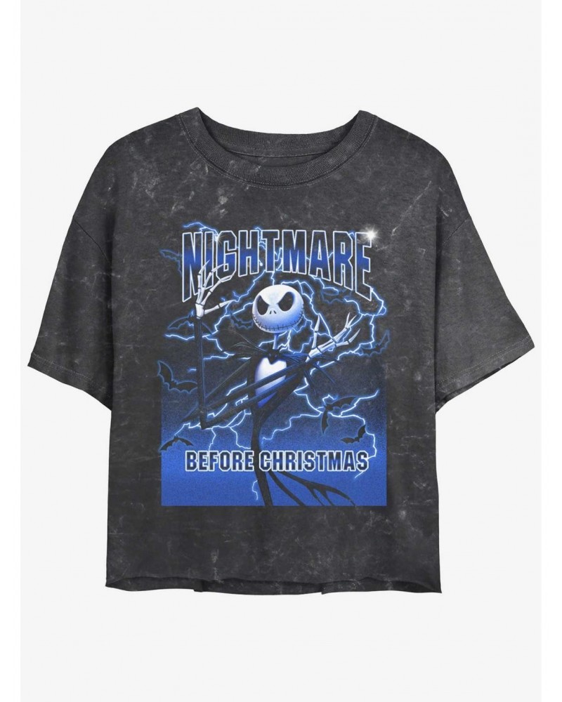 Disney The Nightmare Before Christmas Electric Jack Mineral Wash Girls Crop T-Shirt $9.25 T-Shirts