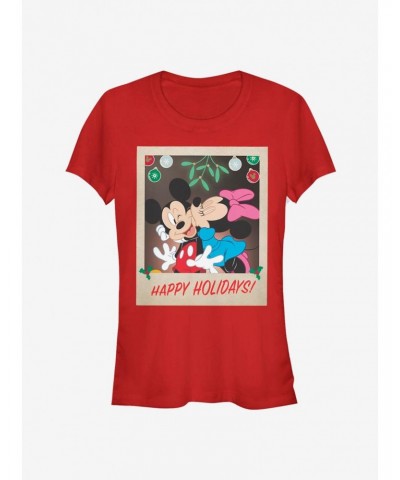 Disney Mickey Mouse And Minnie Mouse Holiday Polaroid Classic Girls T-Shirt $12.45 T-Shirts