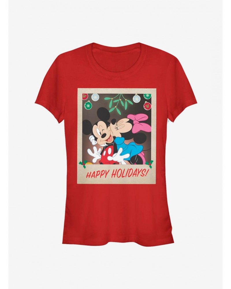 Disney Mickey Mouse And Minnie Mouse Holiday Polaroid Classic Girls T-Shirt $12.45 T-Shirts