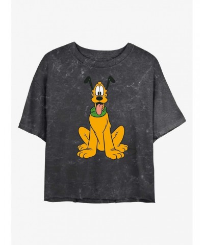 Disney Pluto Traditional Pluto Mineral Wash Crop Girls T-Shirt $11.27 T-Shirts