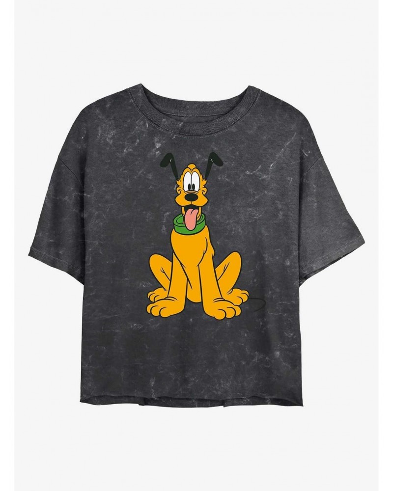 Disney Pluto Traditional Pluto Mineral Wash Crop Girls T-Shirt $11.27 T-Shirts