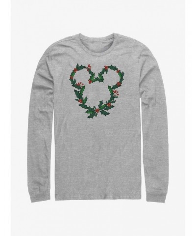 Disney Mickey Mouse Mistletoe Wreath Ears Long-Sleeve T-Shirt $11.19 T-Shirts