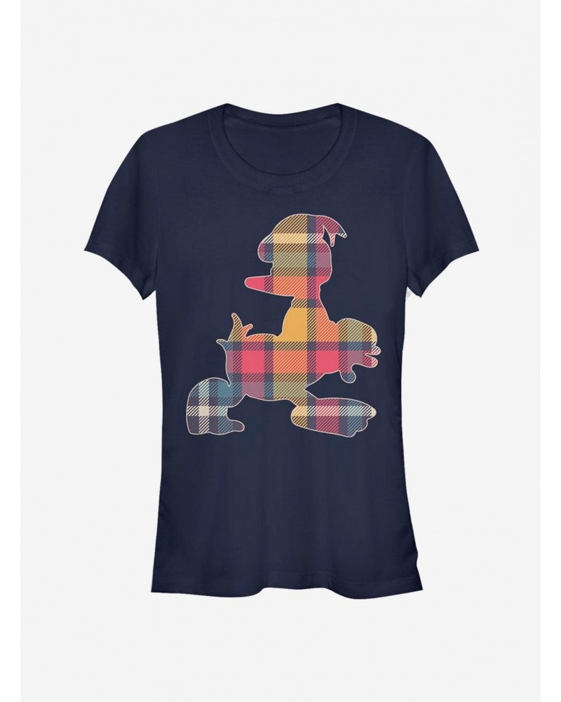 Disney Donald Duck Plaid Outline Classic Girls T-Shirt $11.95 T-Shirts