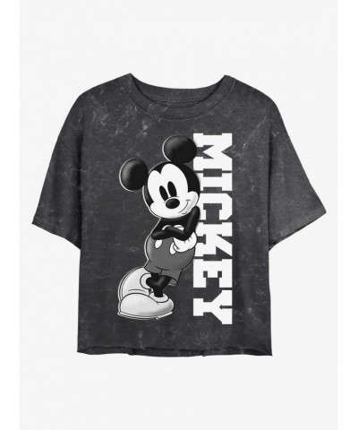 Disney Mickey Mouse Mickey Lean Mineral Wash Crop Girls T-Shirt $10.12 T-Shirts