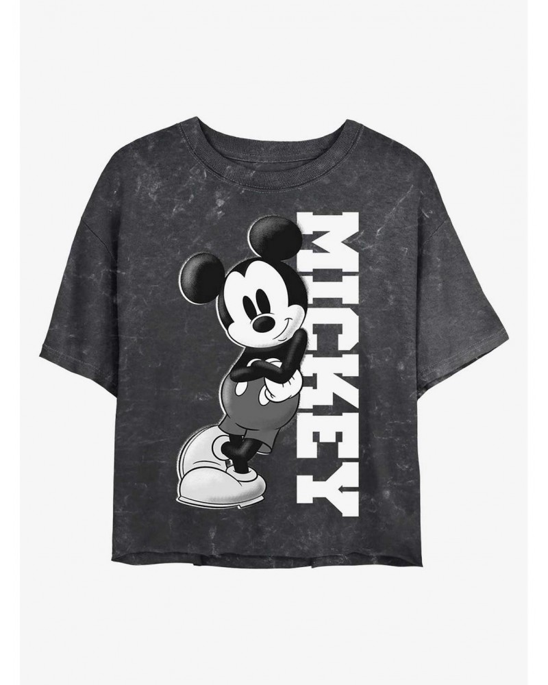 Disney Mickey Mouse Mickey Lean Mineral Wash Crop Girls T-Shirt $10.12 T-Shirts