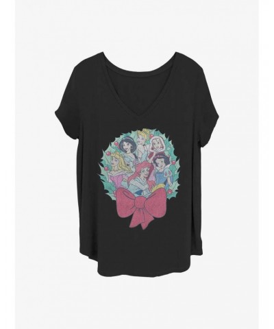 Disney Princesses Holiday Wreath Girls T-Shirt Plus Size $11.85 T-Shirts