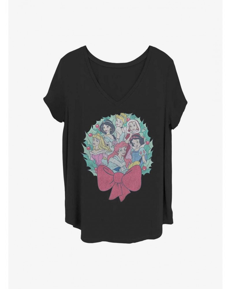 Disney Princesses Holiday Wreath Girls T-Shirt Plus Size $11.85 T-Shirts