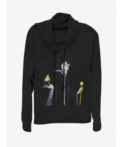 Disney Villains Maleficent Minimal Maleficent Cowl Neck Long-Sleeve Girls Top $14.37 Tops