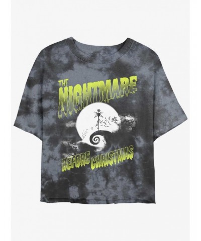 Disney The Nightmare Before Christmas Moonlit Jack Skellington Tie-Dye Girls Crop T-Shirt $13.87 T-Shirts