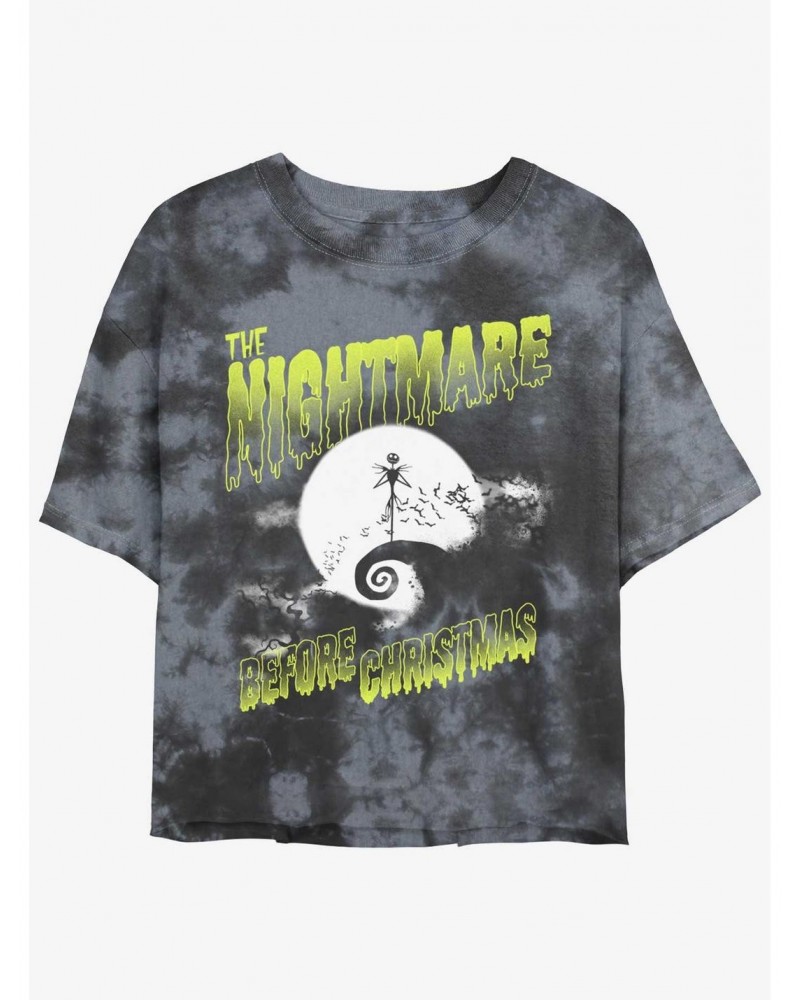 Disney The Nightmare Before Christmas Moonlit Jack Skellington Tie-Dye Girls Crop T-Shirt $13.87 T-Shirts