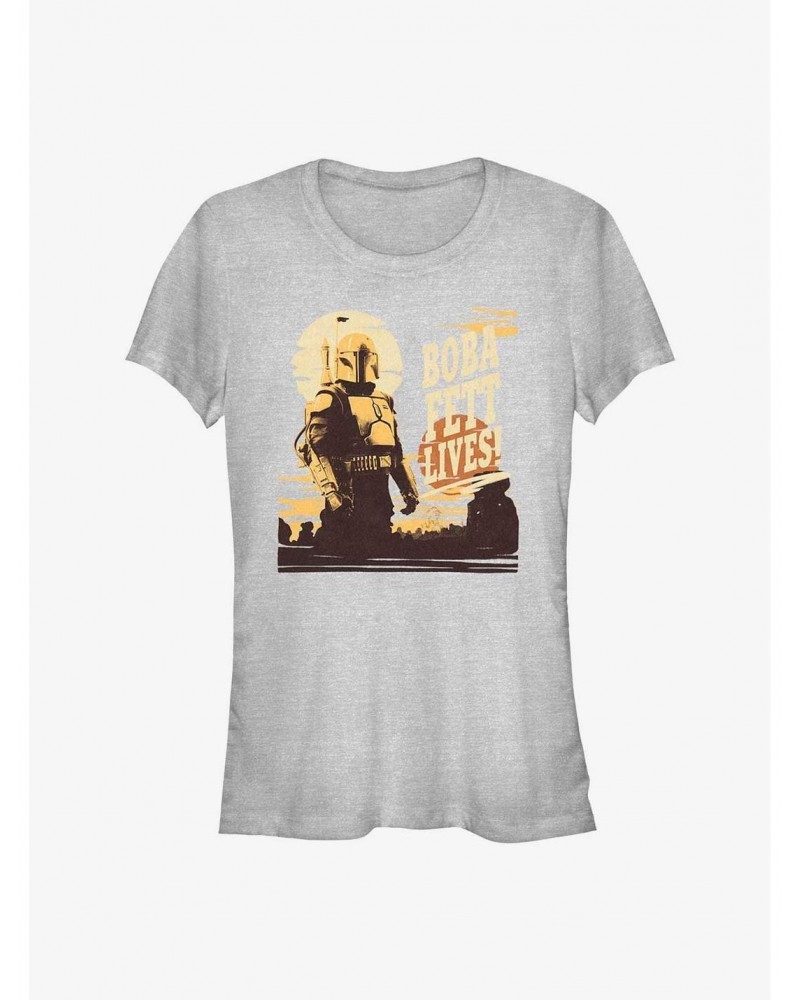 Star Wars The Book Of Boba Fett Boba Fett Lives Girls T-Shirt $12.45 T-Shirts