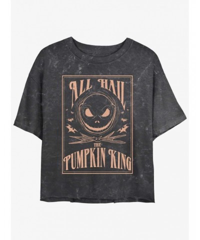 Disney The Nightmare Before Christmas Hail Jack The Pumpkin King Mineral Wash Girls Crop T-Shirt $10.69 T-Shirts