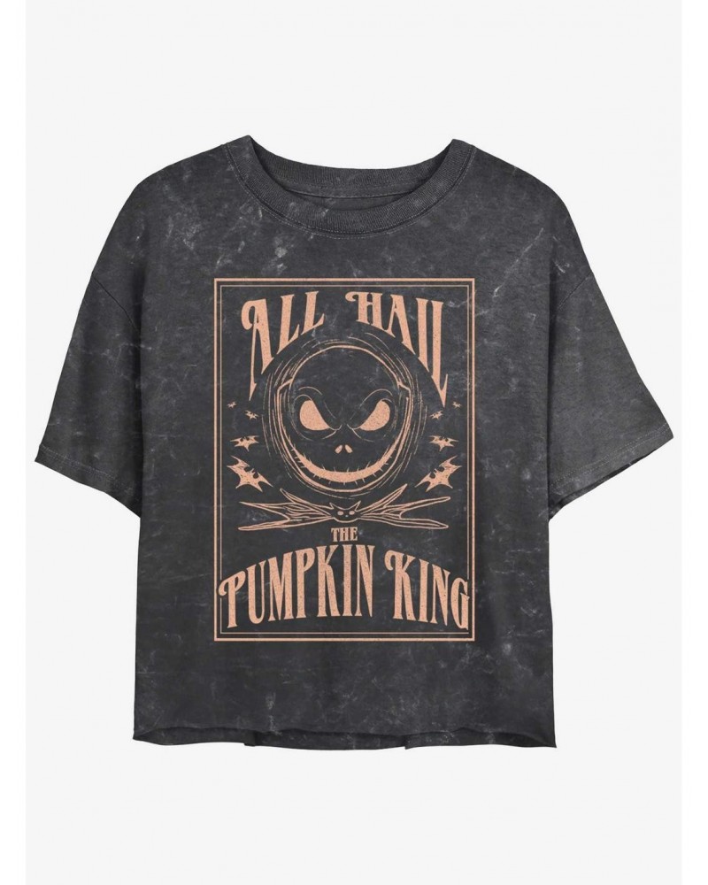 Disney The Nightmare Before Christmas Hail Jack The Pumpkin King Mineral Wash Girls Crop T-Shirt $10.69 T-Shirts