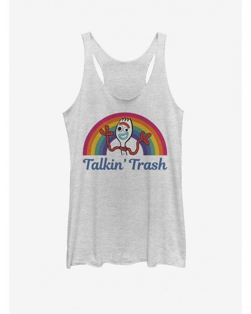 Disney Pixar Toy Story 4 Talkin' Trash Girls White Heathered Tank Top $9.84 Tops